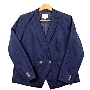 Trenery Jacket Womens 18 Black Navy Blue Cotton Blend Blazer Jacket